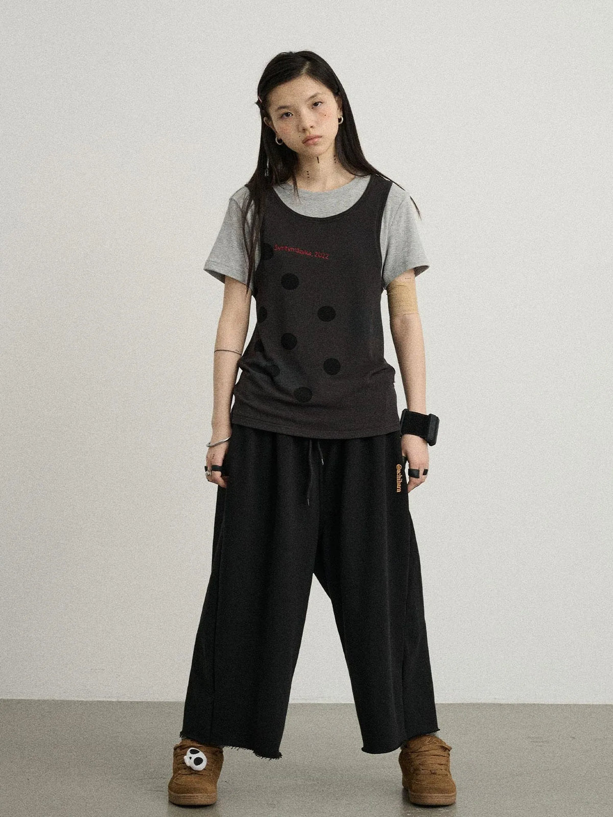 Tide Dot Mock Layered Knit Tee