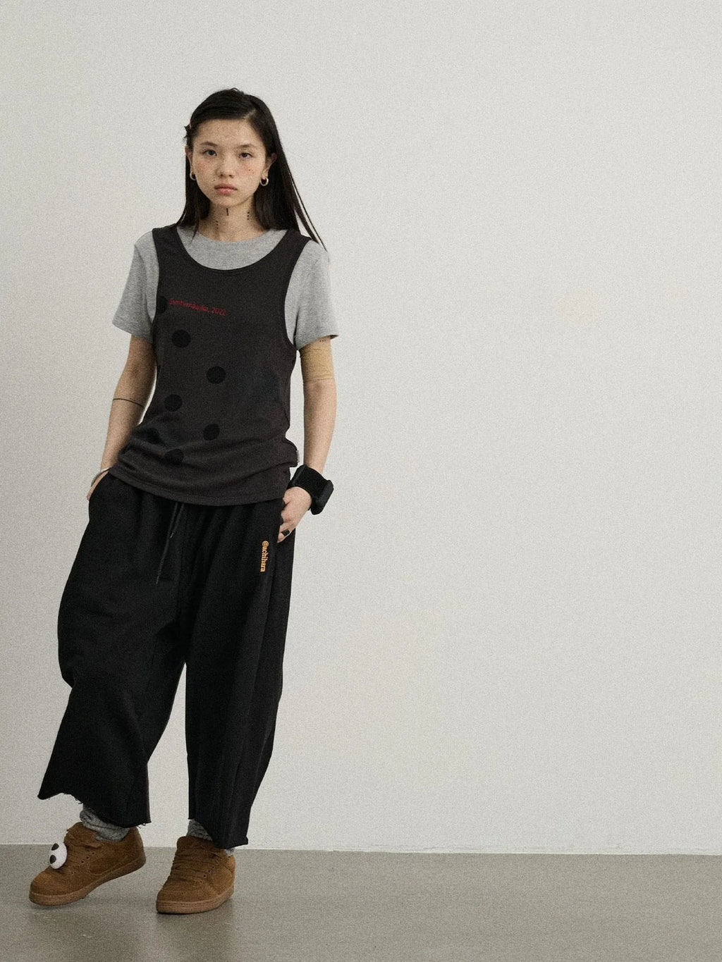 Tide Dot Mock Layered Knit Tee
