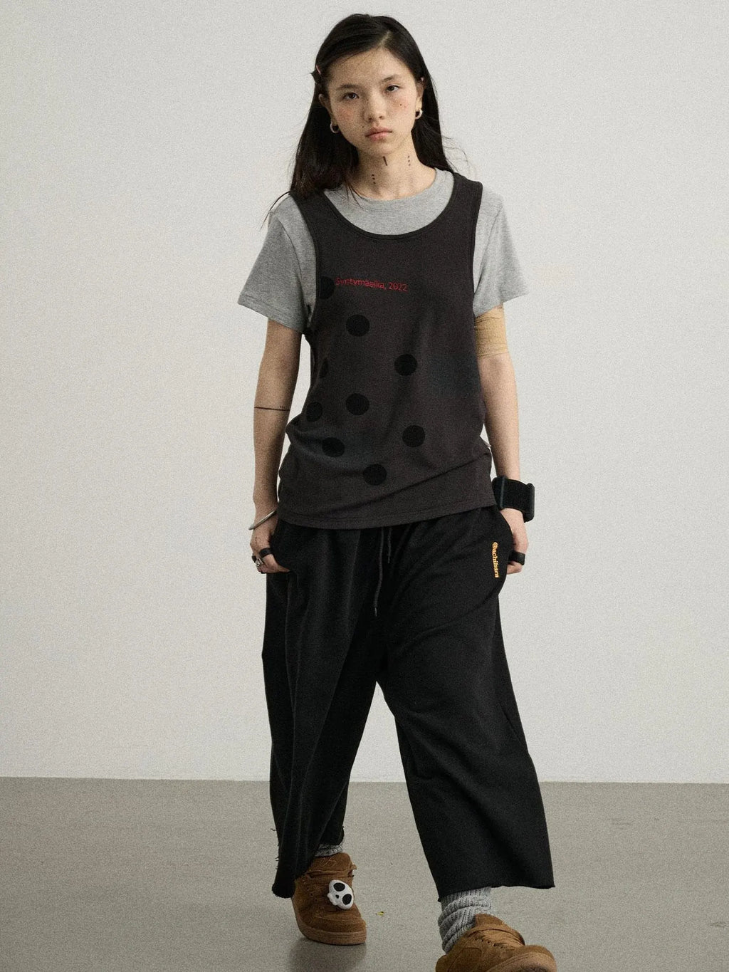 Tide Dot Mock Layered Knit Tee