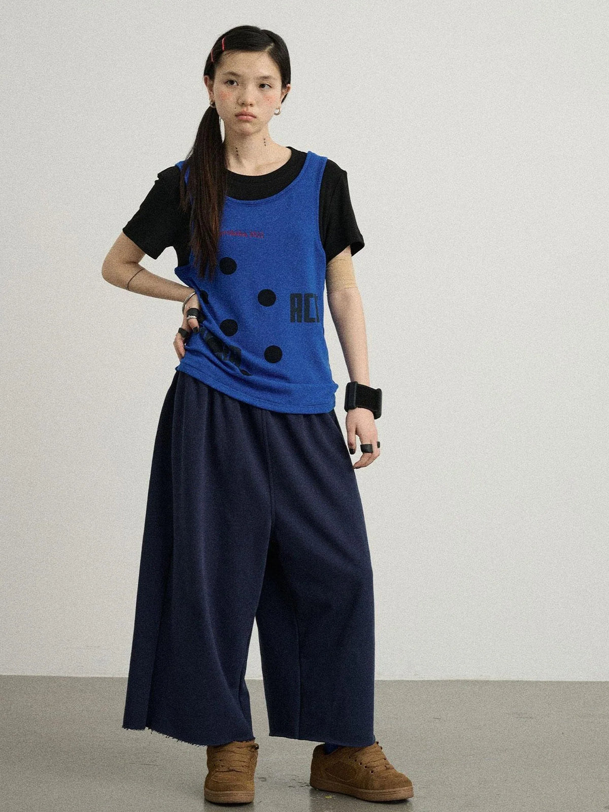 Tide Dot Mock Layered Knit Tee