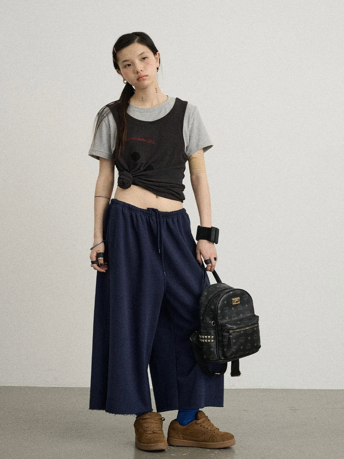 Tide Dot Mock Layered Knit Tee