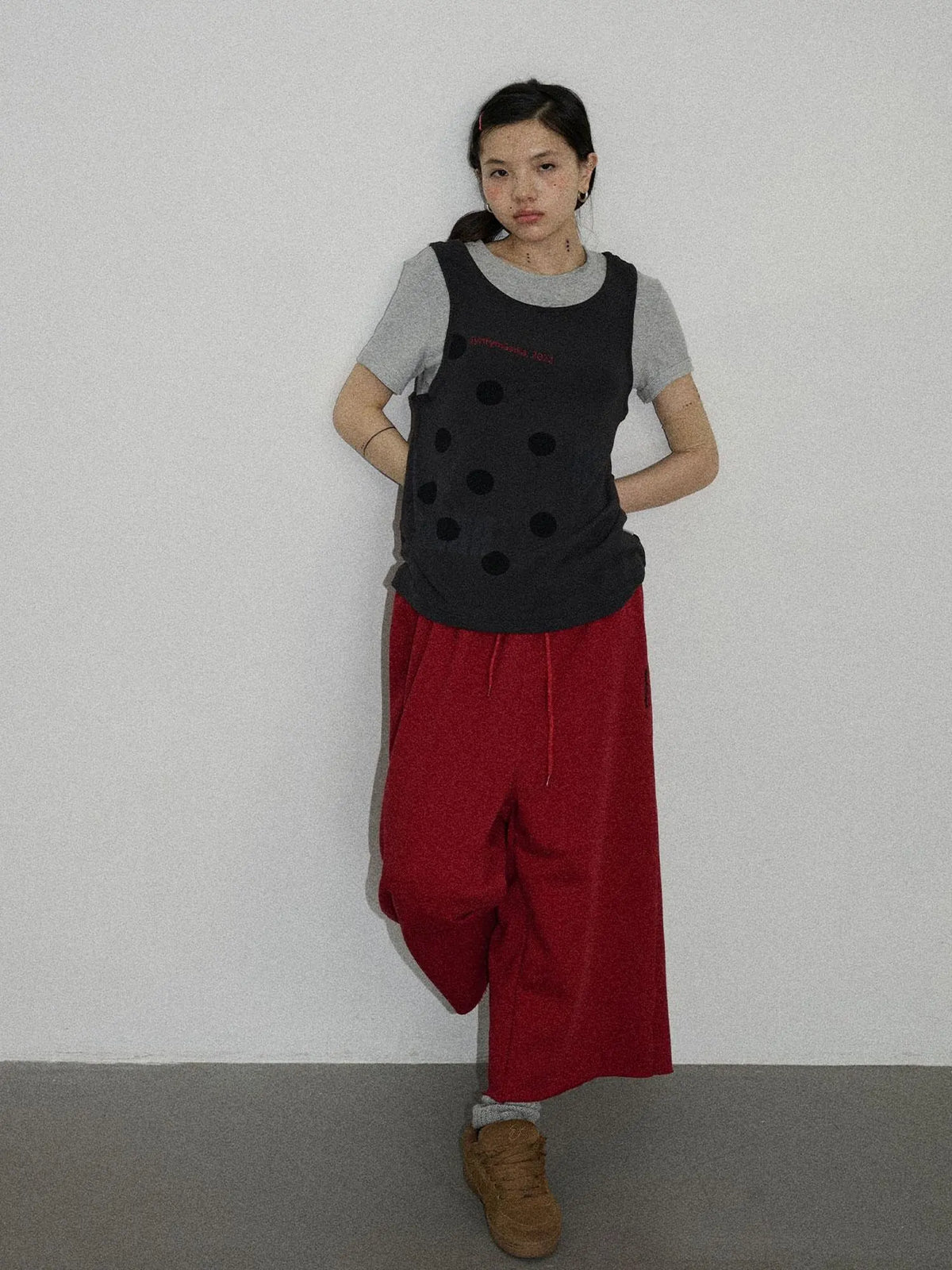 Tide Dot Mock Layered Knit Tee
