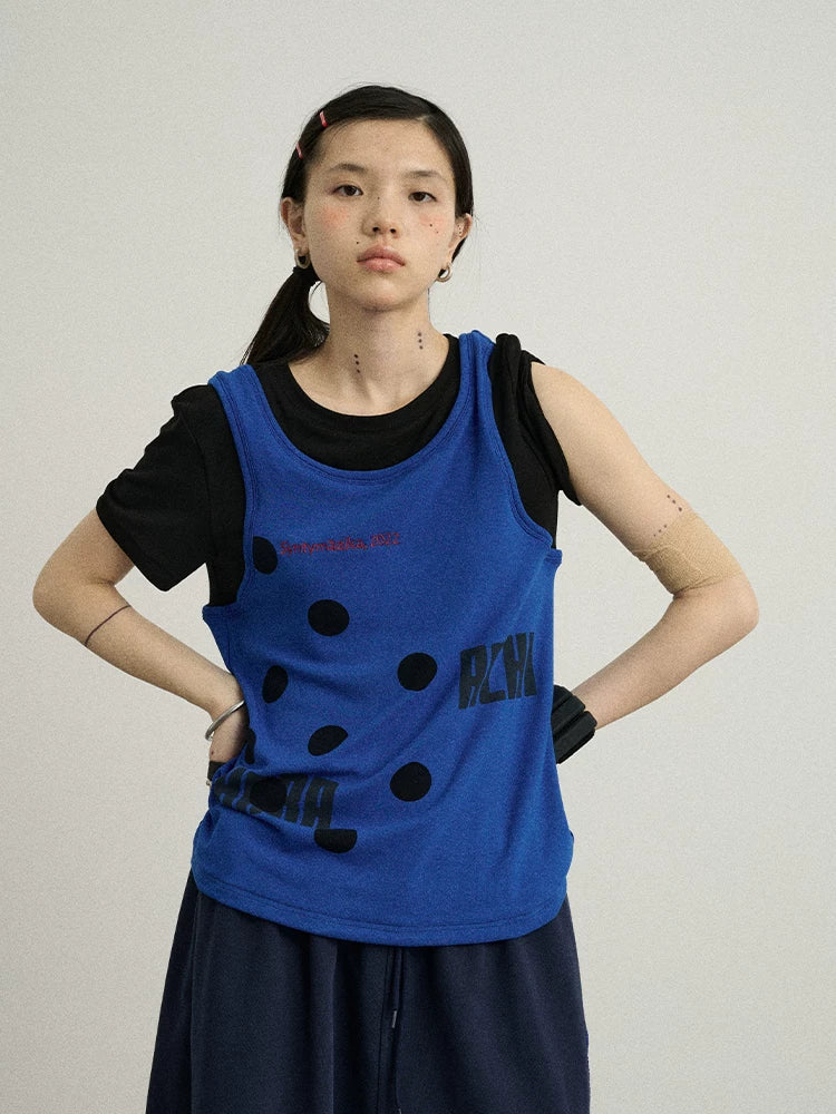 Tide Dot Mock Layered Knit Tee