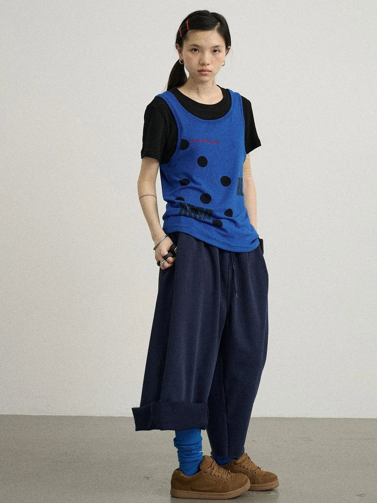 Tide Dot Mock Layered Knit Tee