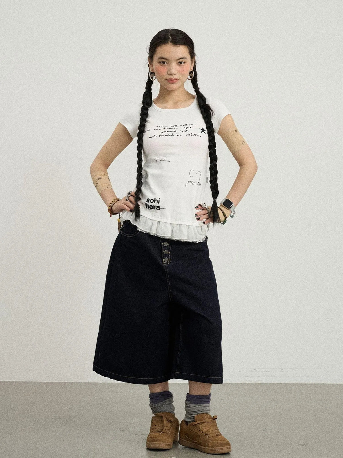 Time Bandage Floral Trim Tee