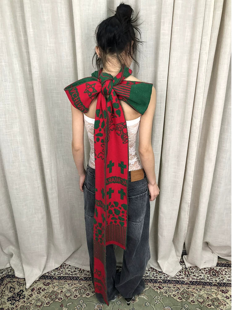 Vintage Christmas Scarf Starry Adventure