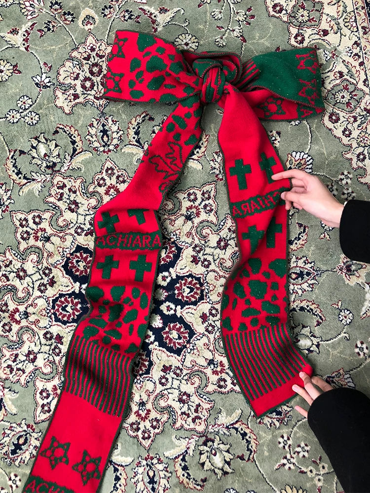 Vintage Christmas Scarf Starry Adventure