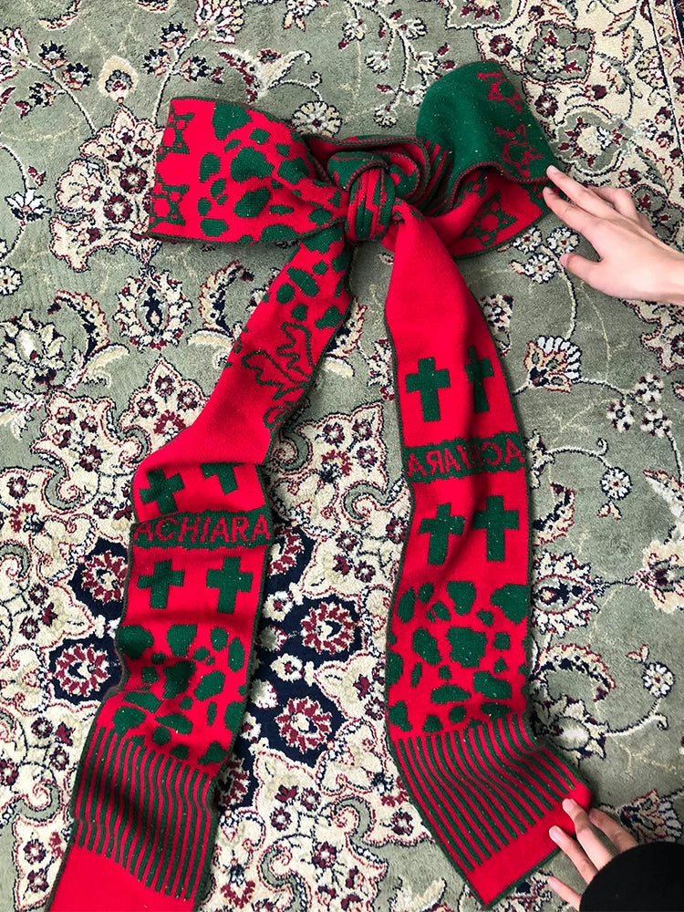 Vintage Christmas Scarf Starry Adventure