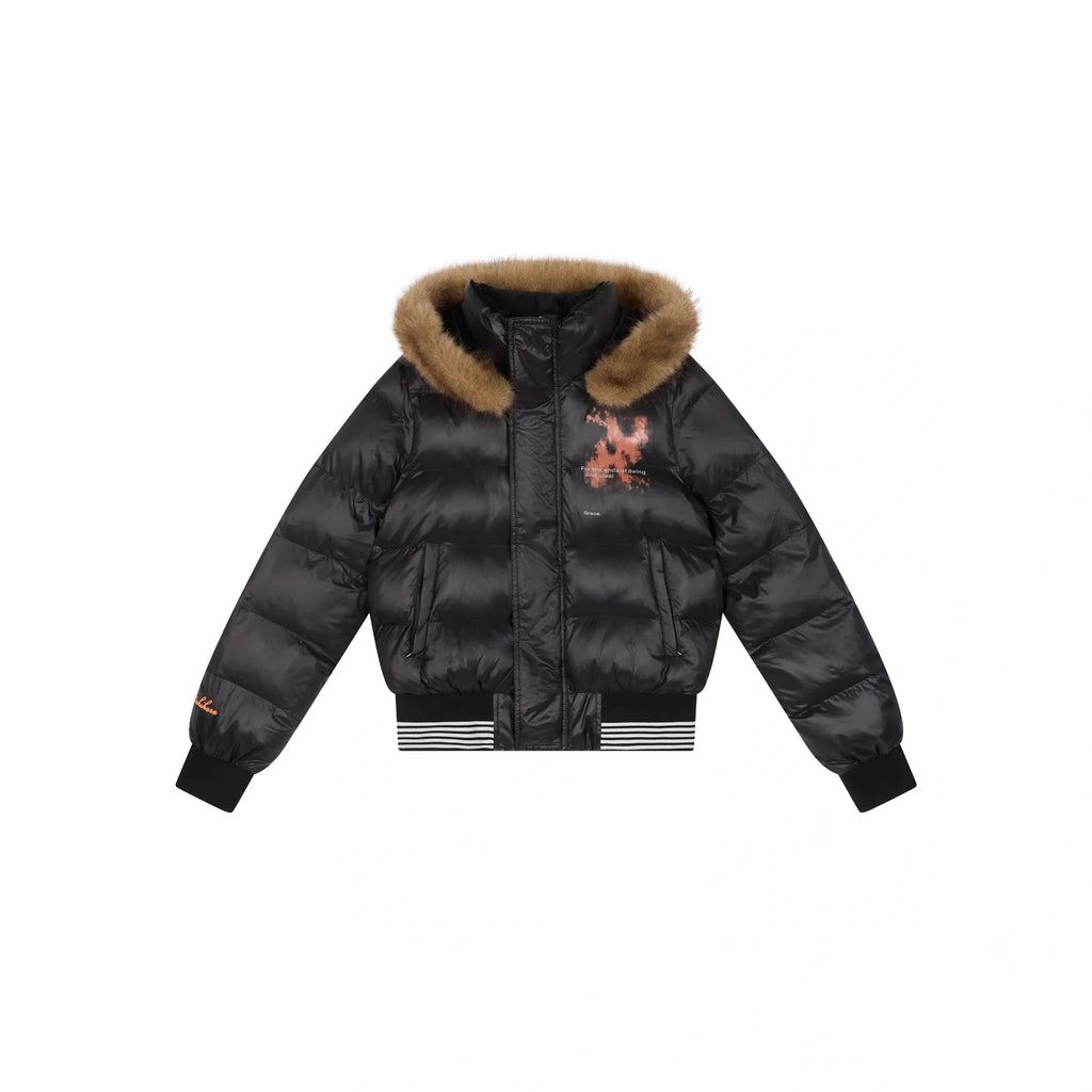 Warm Thickened Hooded Zip Front Long Sleeve For Women Quilted Puffer Jacket