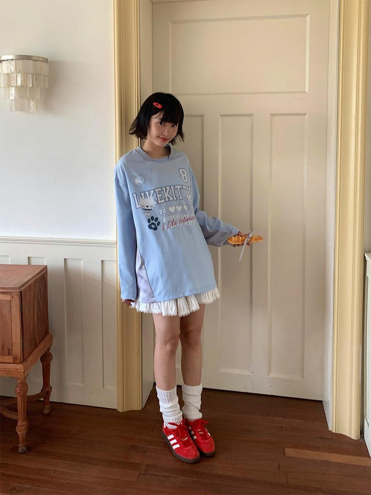 Blue Striped Fun Print Spliced Sporty Women's Polyester Long Sleeve T-shirts
