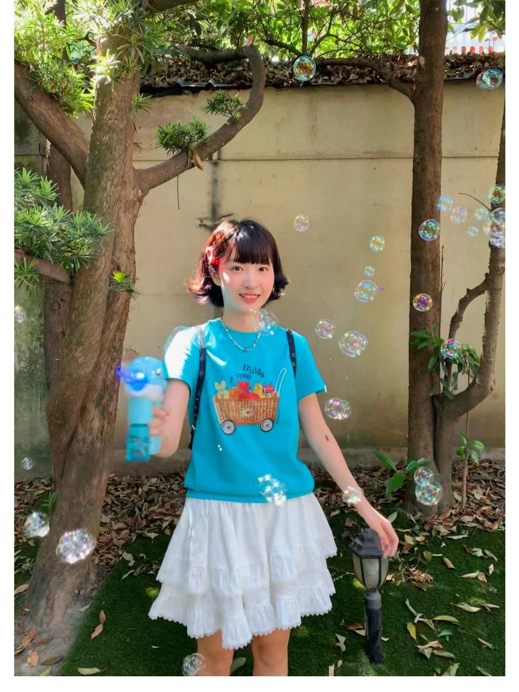 Colorful Fruit Animal Print Slim Women's Cotton Blend Short Sleeve T-shirts