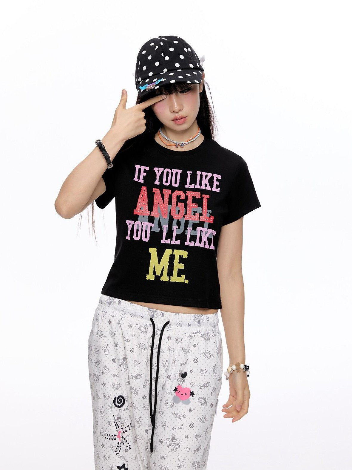 Cropped Tricolor Letter Print Women's Viscose Blend Short Sleeve T-shirts
