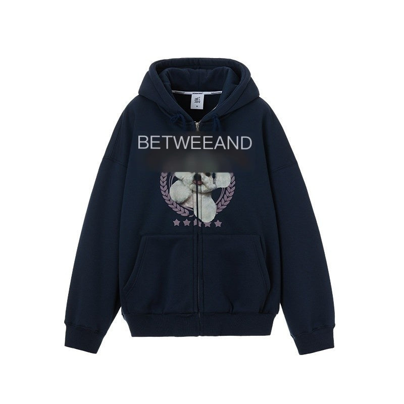 Framed Dog Fun Digital Print Women's Cotton Polyester Blend Zip-up Hoodies