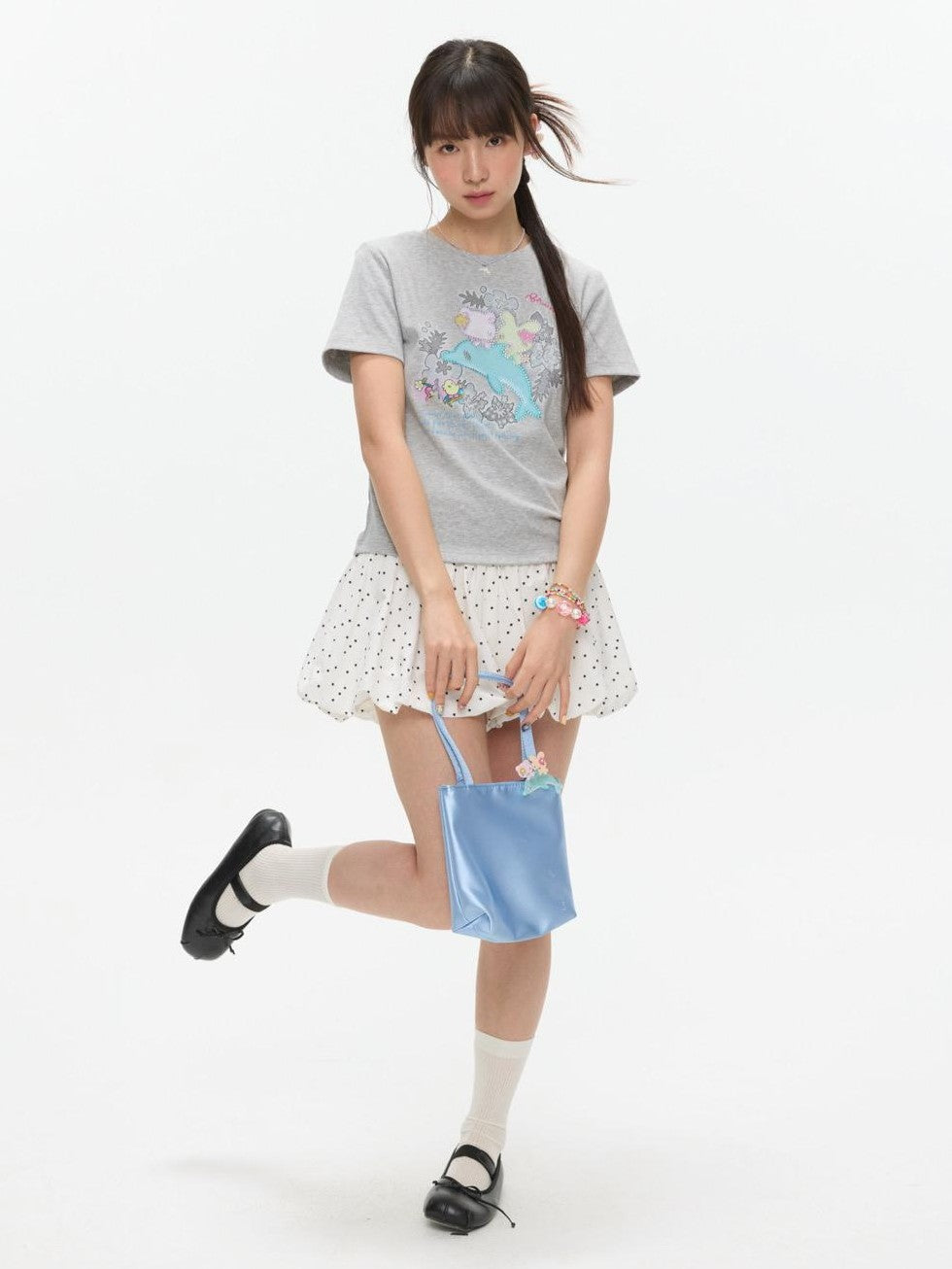 Gray Rhinestone Print Women's Cotton Viscose Spandex Short Sleeve T-shirts
