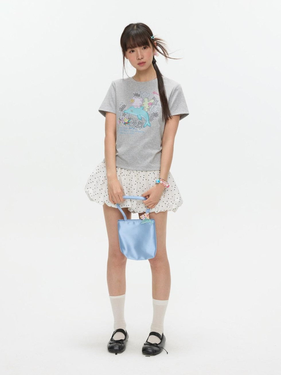 Gray Rhinestone Print Women's Cotton Viscose Spandex Short Sleeve T-shirts