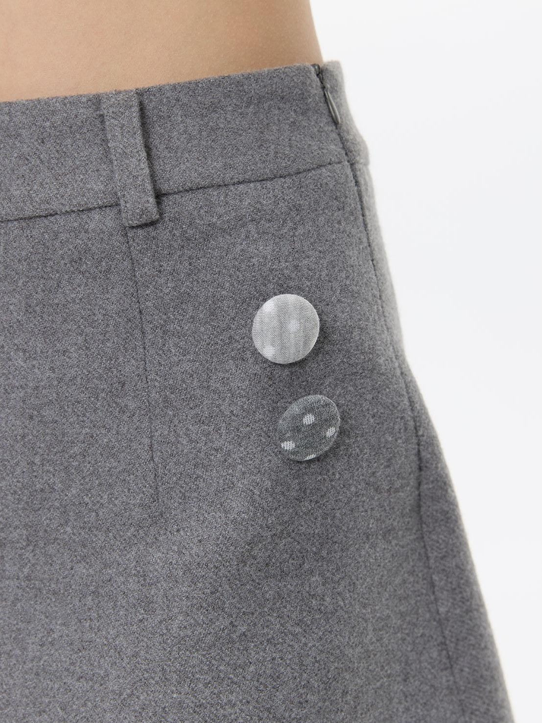 Gray Tweed Reversible Pleated High Waist Wing Rhinestone Women's Mini Skirts