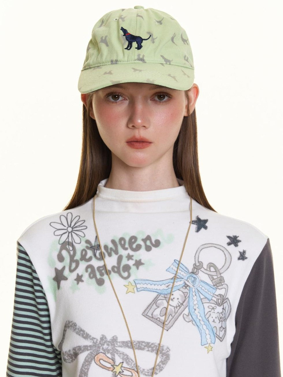 Hand Painted Bow Gray Green Stripe Women's Viscose Cotton Long Sleeve T-shirts