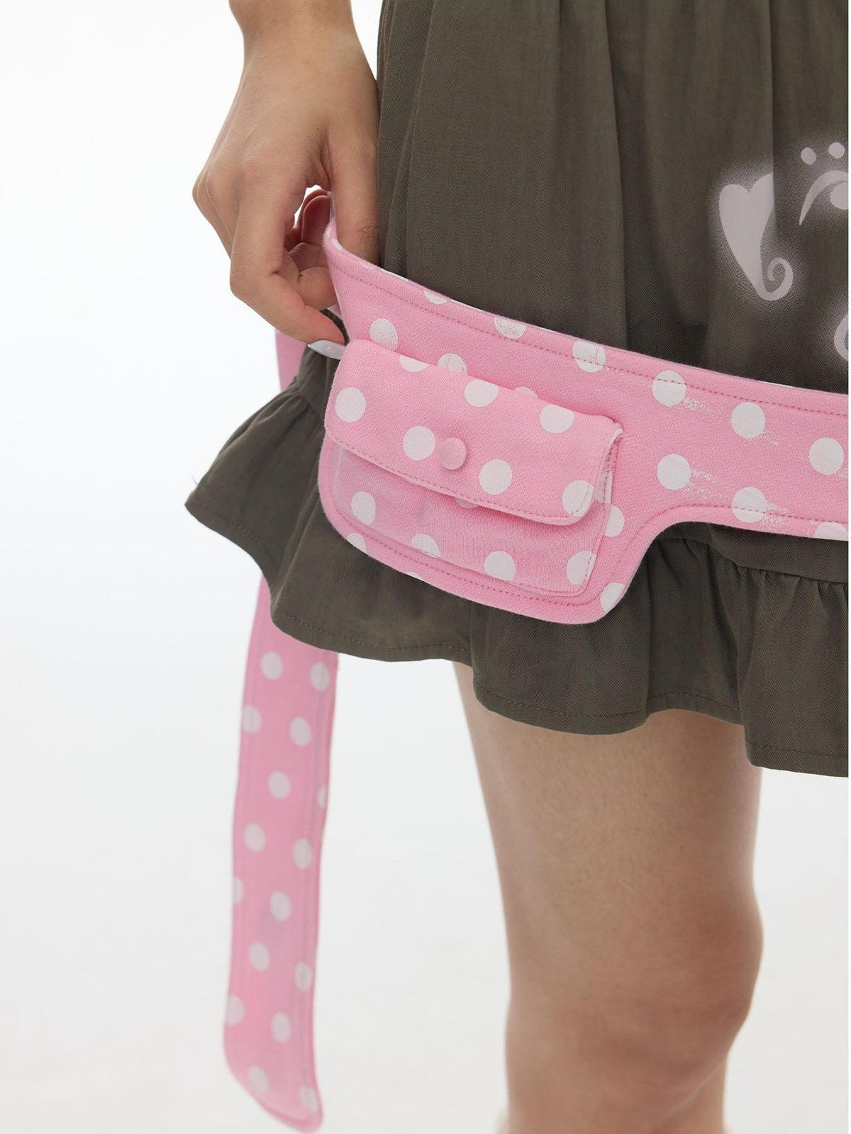 Latte Pleated Printed Note Polka Dot Women's Cotton High Waist Mini Skirts