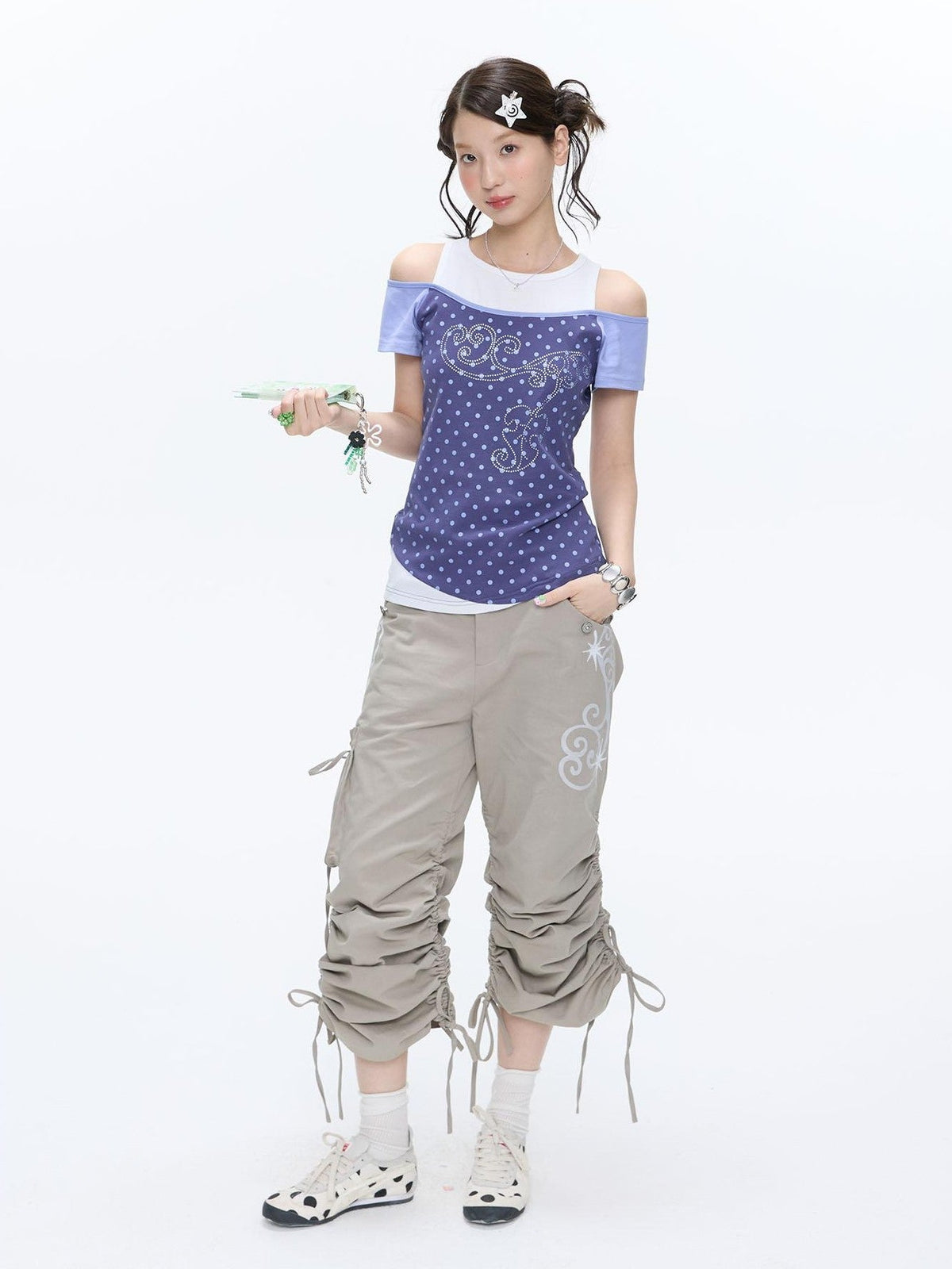 Magic Vine Mock Layer Raglan U Neck Women's Cotton Blend Short Sleeve T-shirts