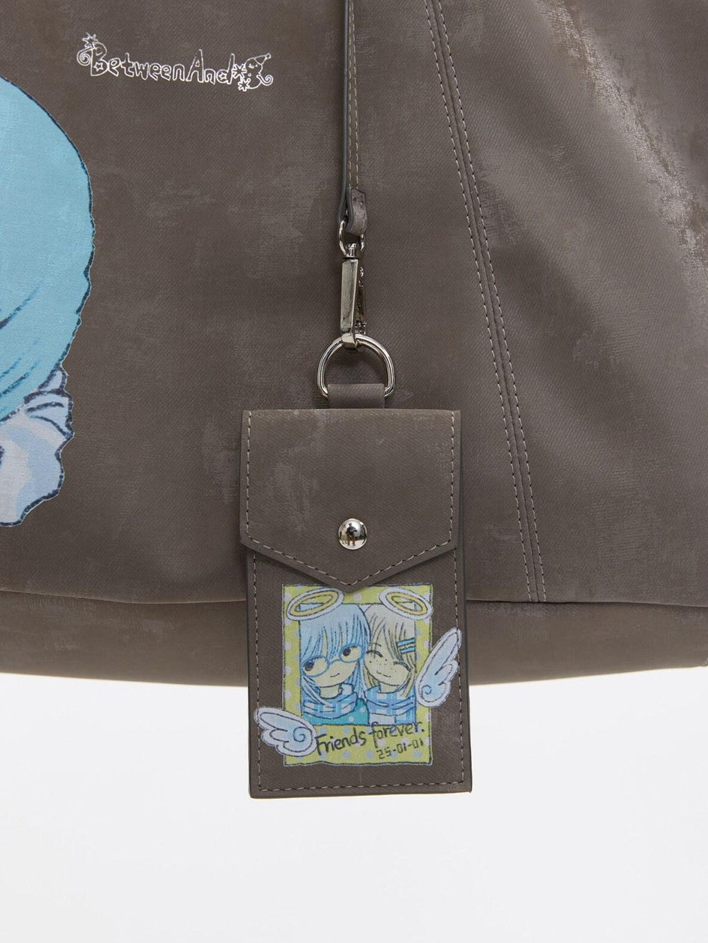 Milk Tea Gray Vintage Manga Girl Cartoon Large Capacity Women's Handbags