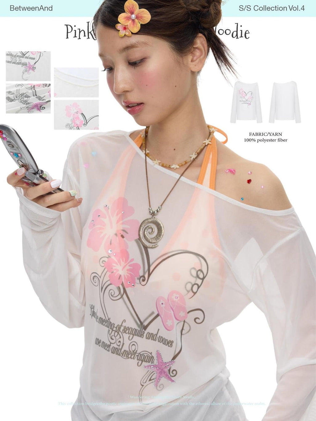Pink Wave Floral Asymmetric Printed Women's Polyester Long Sleeve T-shirts