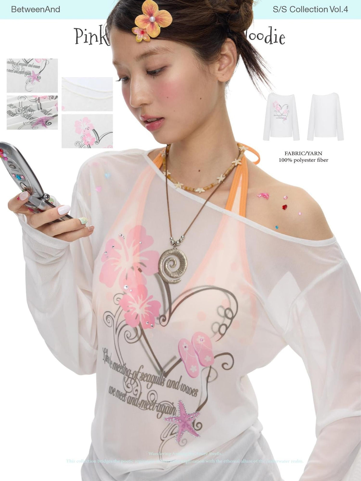 Pink Wave Floral Asymmetric Printed Women's Polyester Long Sleeve T-shirts