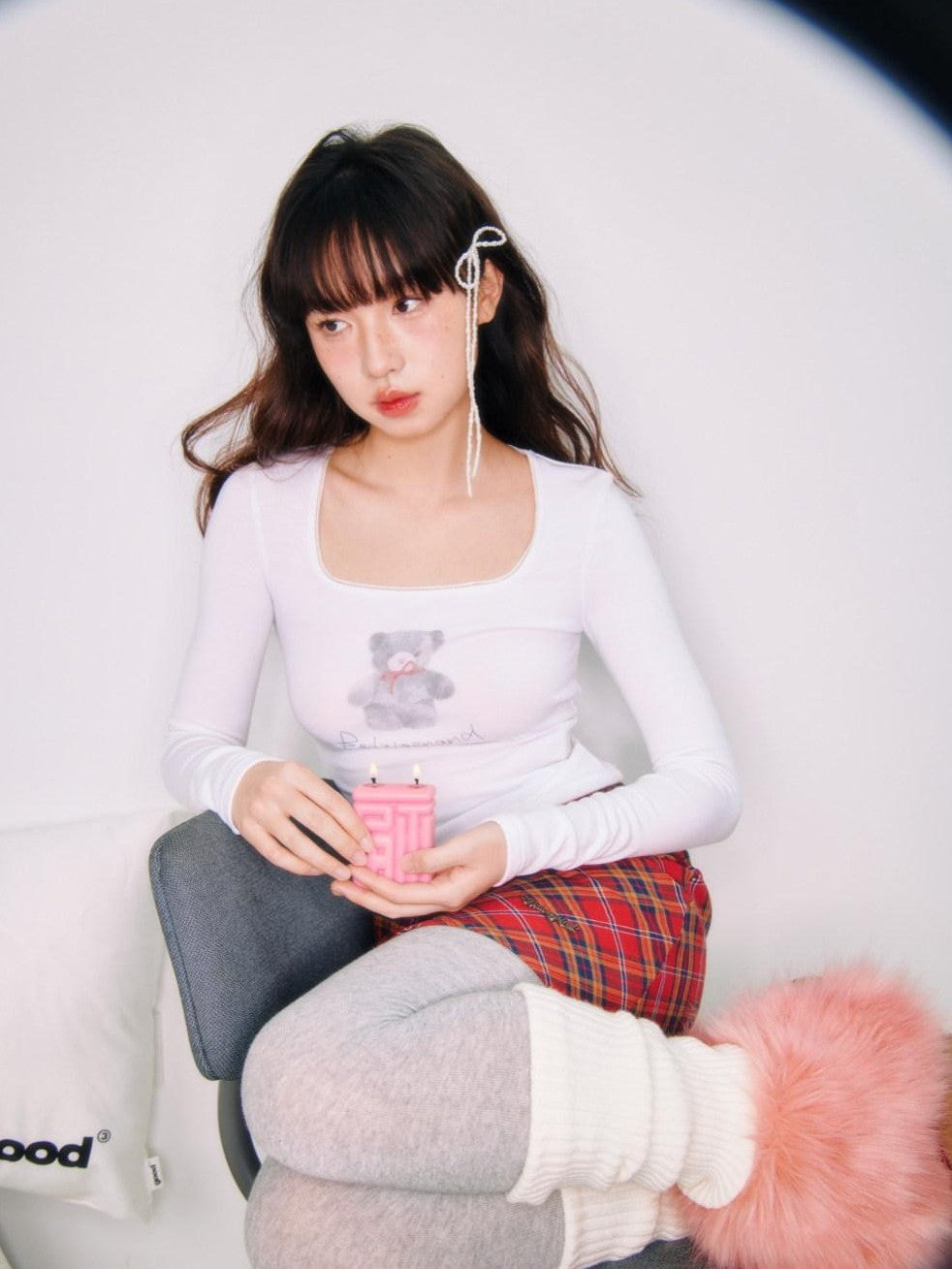 Red Plaid Embroidered A Line Mid Waist Women's Cotton Mini Skirts