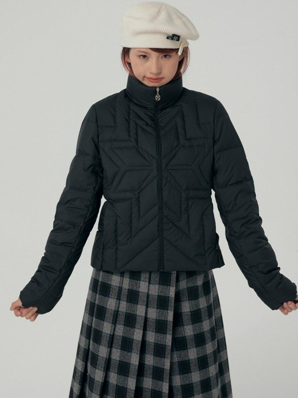 Reflective Snowflake Print Quilted Women's Polyester Down Jackets
