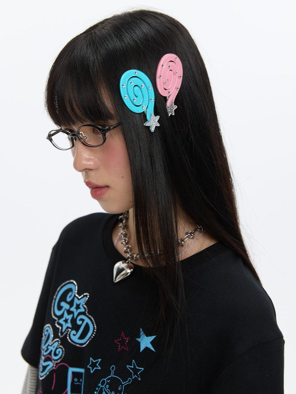 Side Clip Question Mark Curl Star Women's Acrylic Hair Accessories