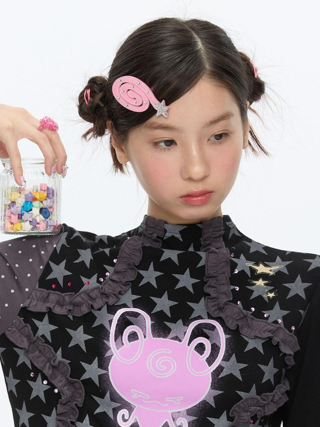 Side Clip Question Mark Curl Star Women's Acrylic Hair Accessories