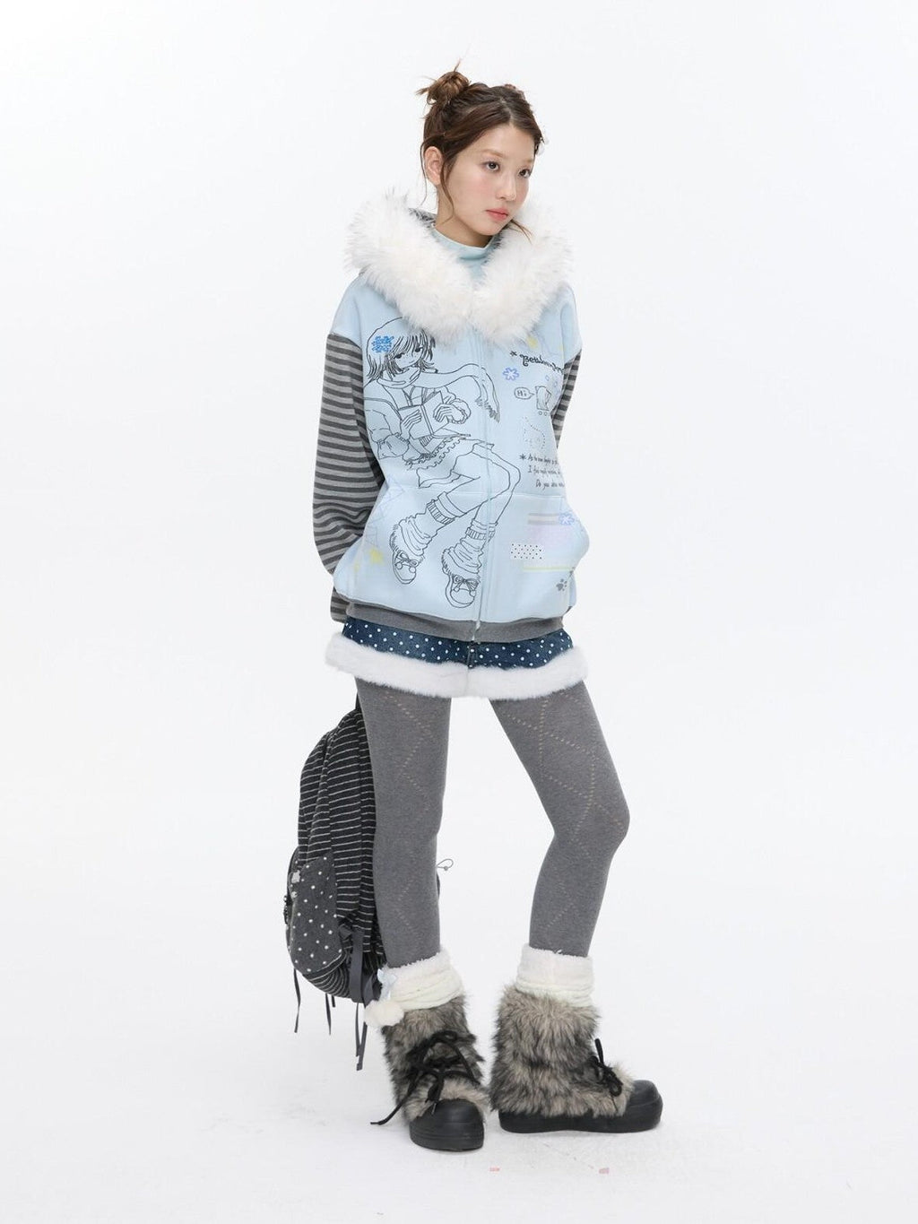 Snowflake Polka Vintage High Waist Knitted Women's Nylon Chino Shorts