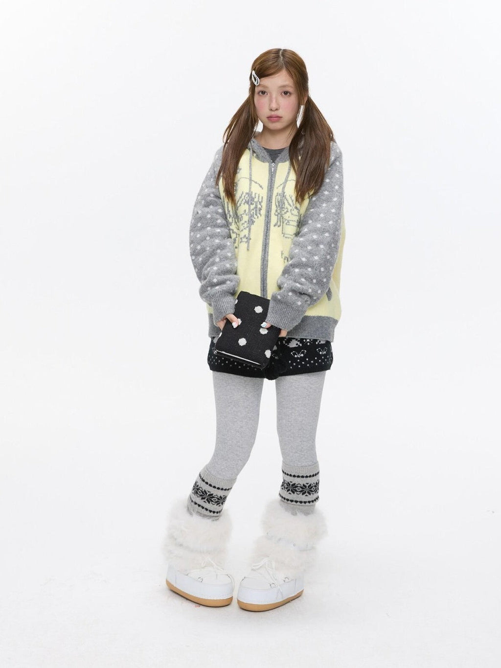 Snowflake Polka Vintage High Waist Knitted Women's Nylon Chino Shorts