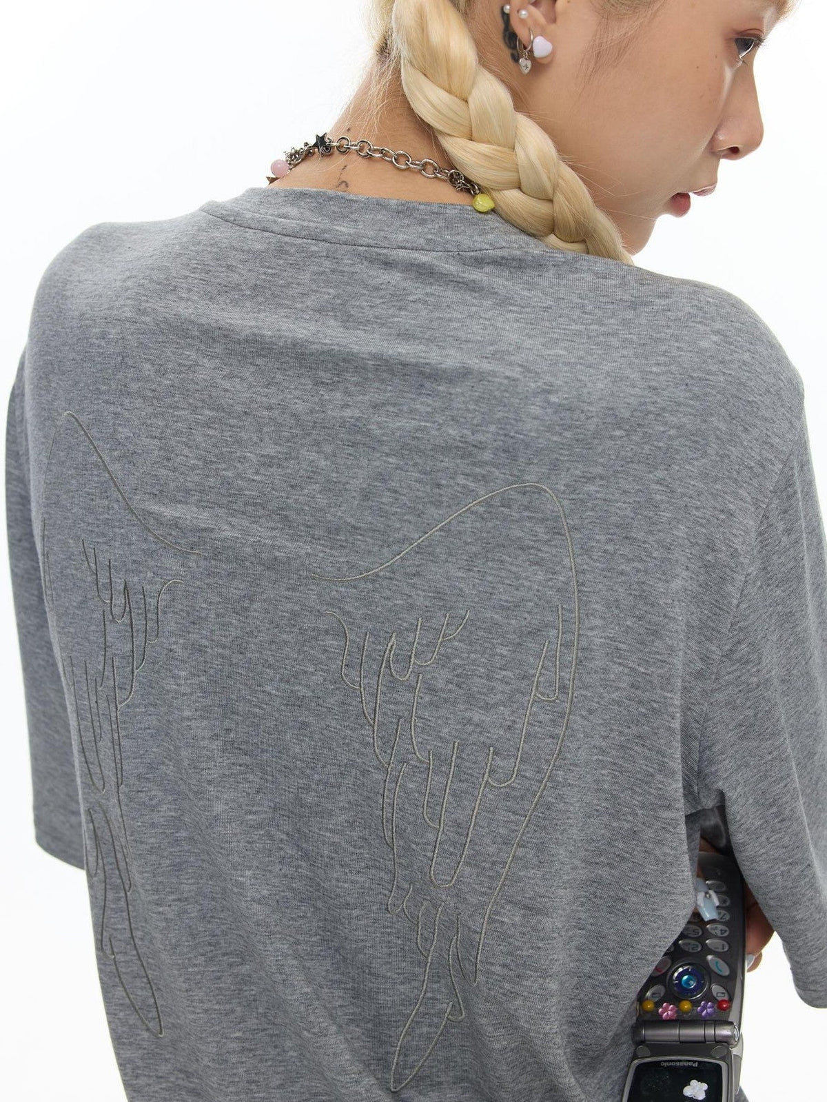 Two Tone Illustrated Loose Women's Lyocell Blend Cooling Short Sleeve T-shirts
