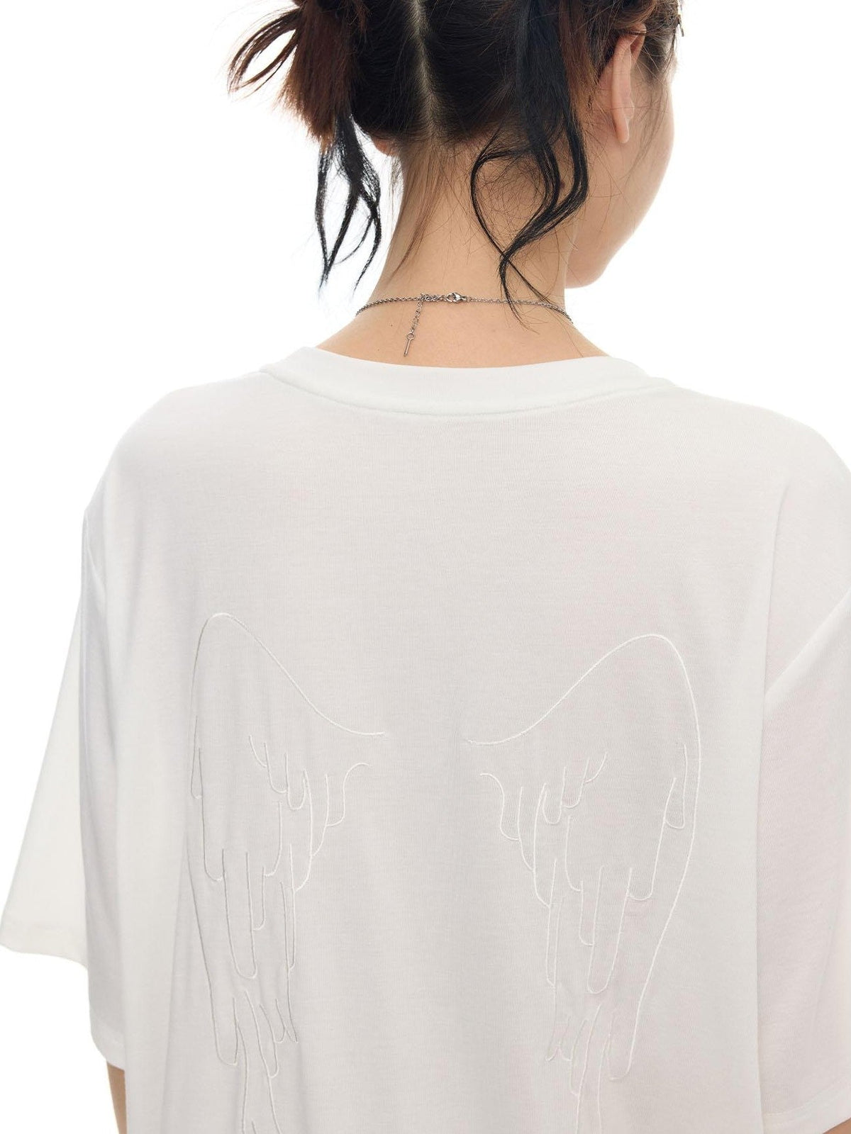 Two Tone Illustrated Loose Women's Lyocell Blend Cooling Short Sleeve T-shirts