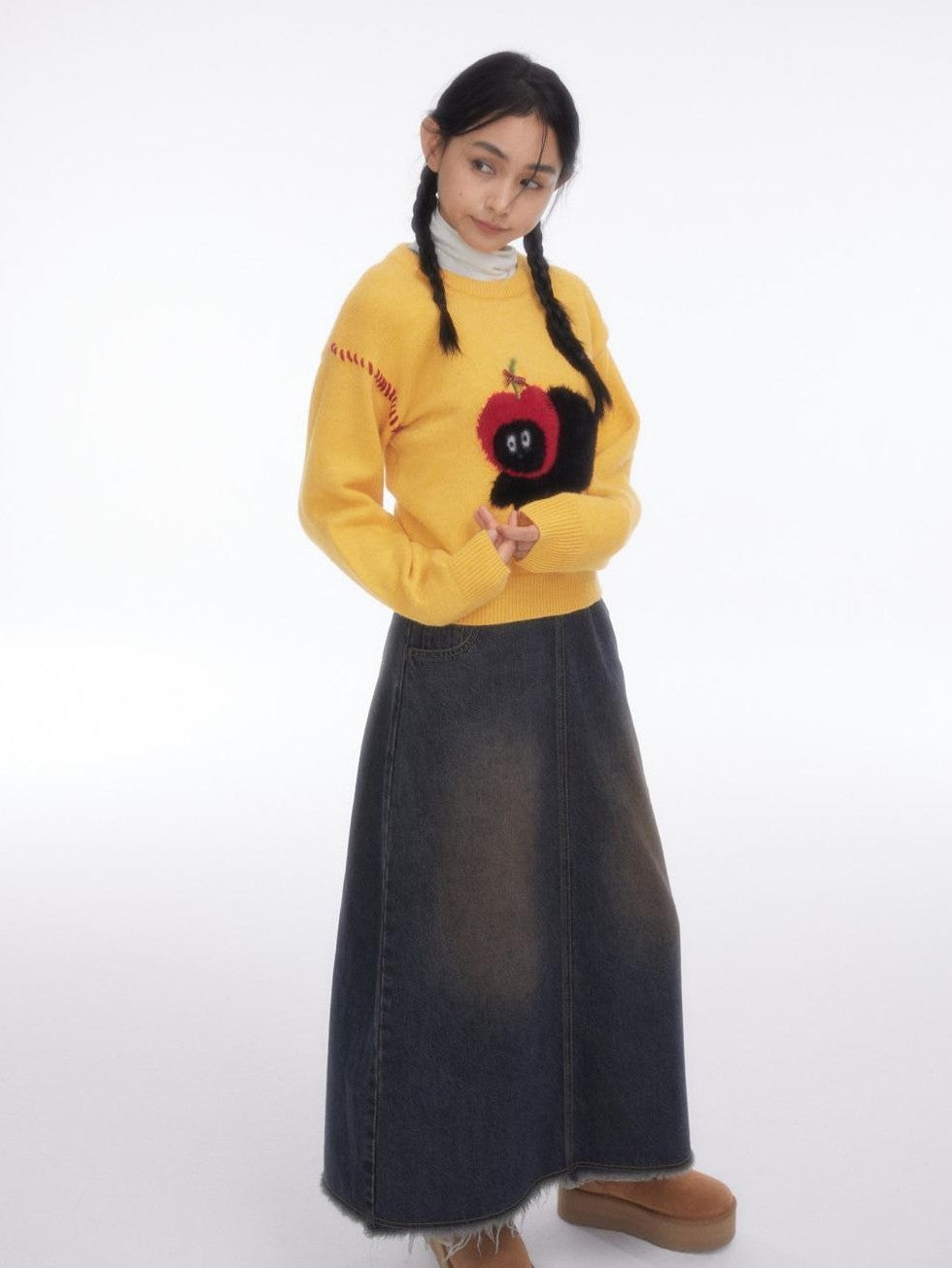 Vintage Collegiate High Waist Denim Pinafore Women's Casual Midi Dresses