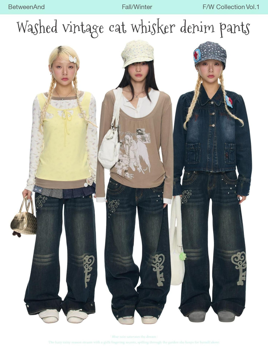 Vintage Washed Whisker Slimming Casual Women's Cotton Straight-leg Jeans