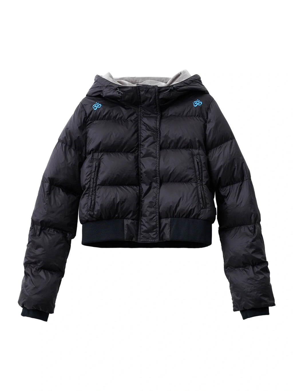 Om Embroidered Short Puffer Jacket
