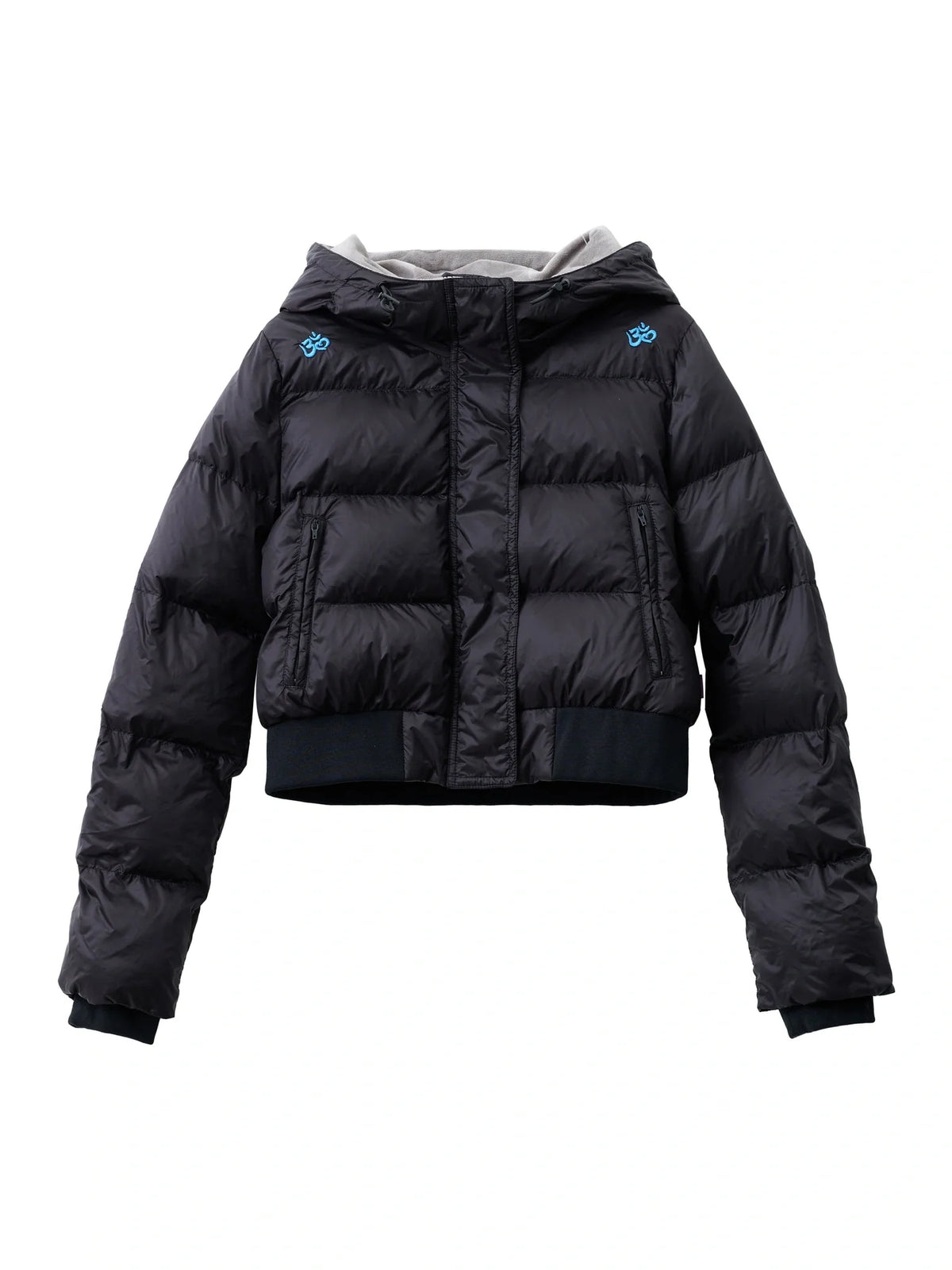 Om Embroidered Short Puffer Jacket