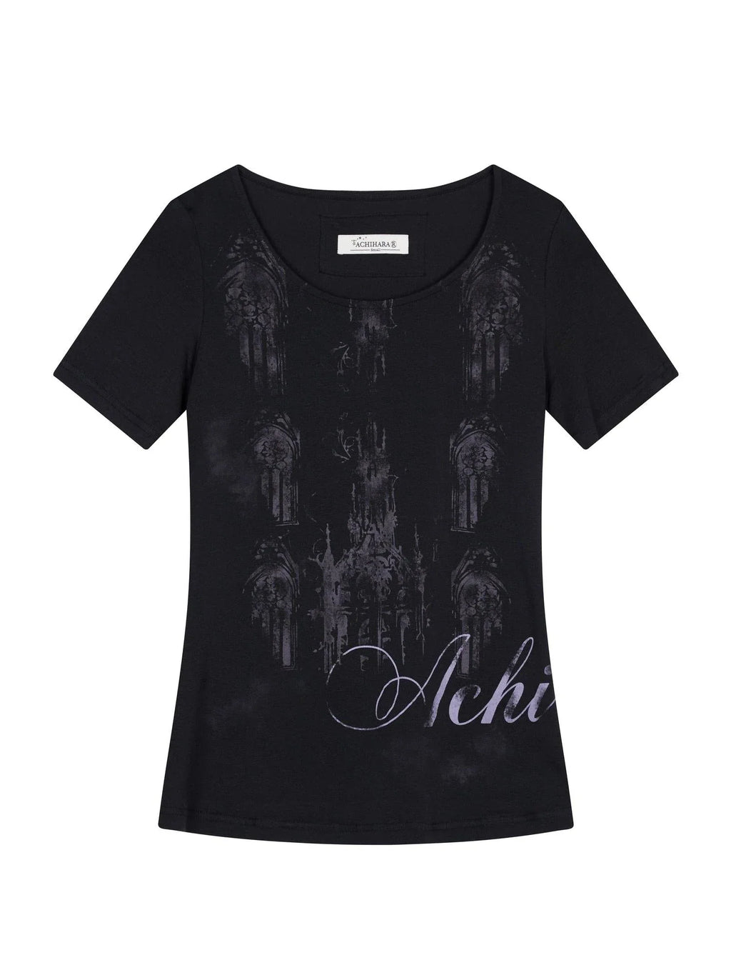 Romanesque Print Tee V-neck T-shirt Long-Sleeve
