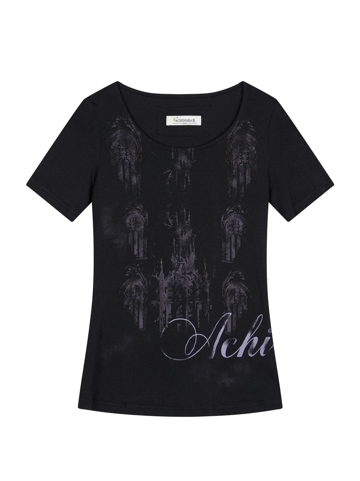 Romanesque Print Tee V-neck T-shirt Long-Sleeve