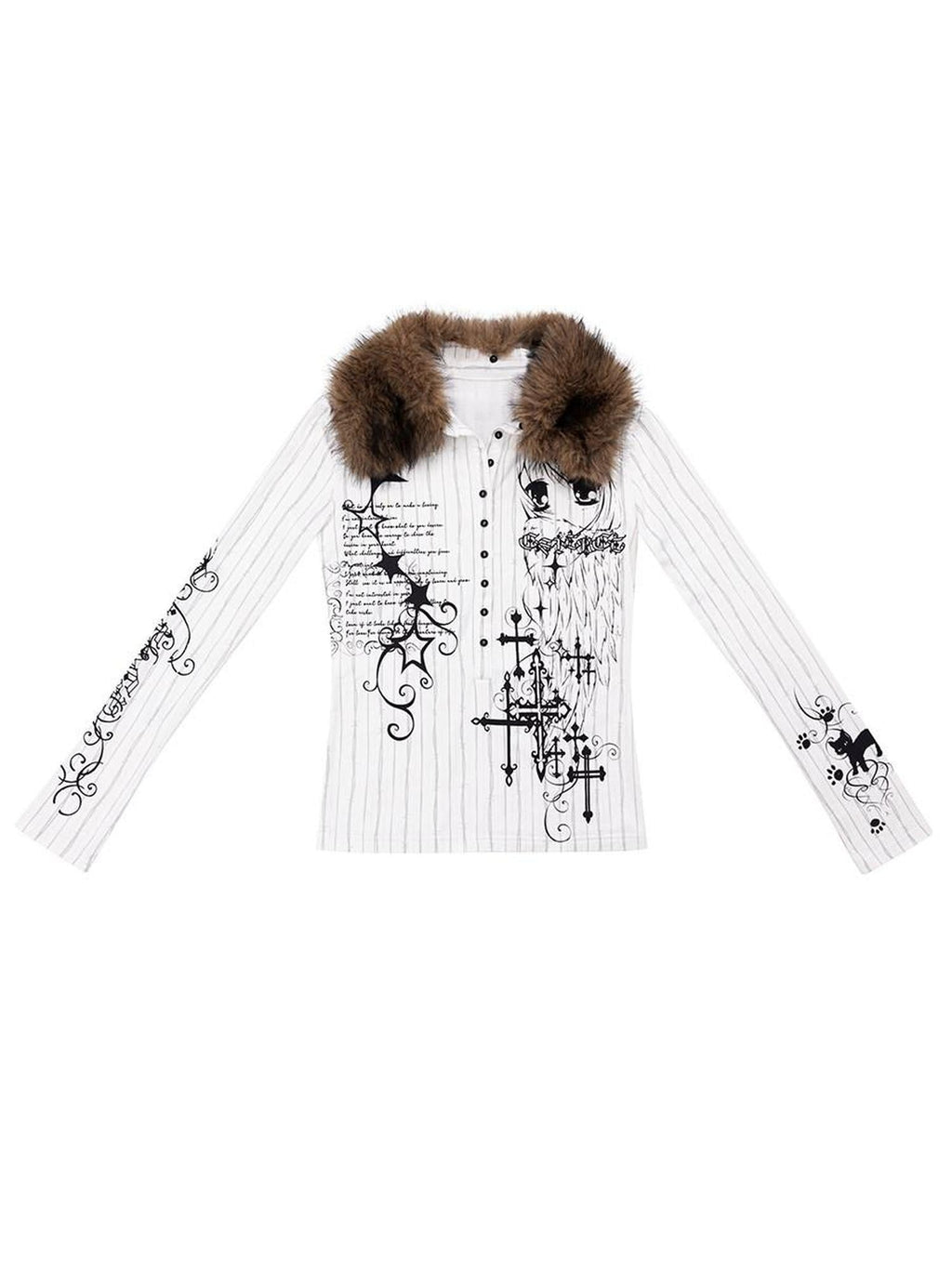 Animal Print Slim Fit Polo Collar Longsleeve Casual Trendy Cotton Spandex Blouse