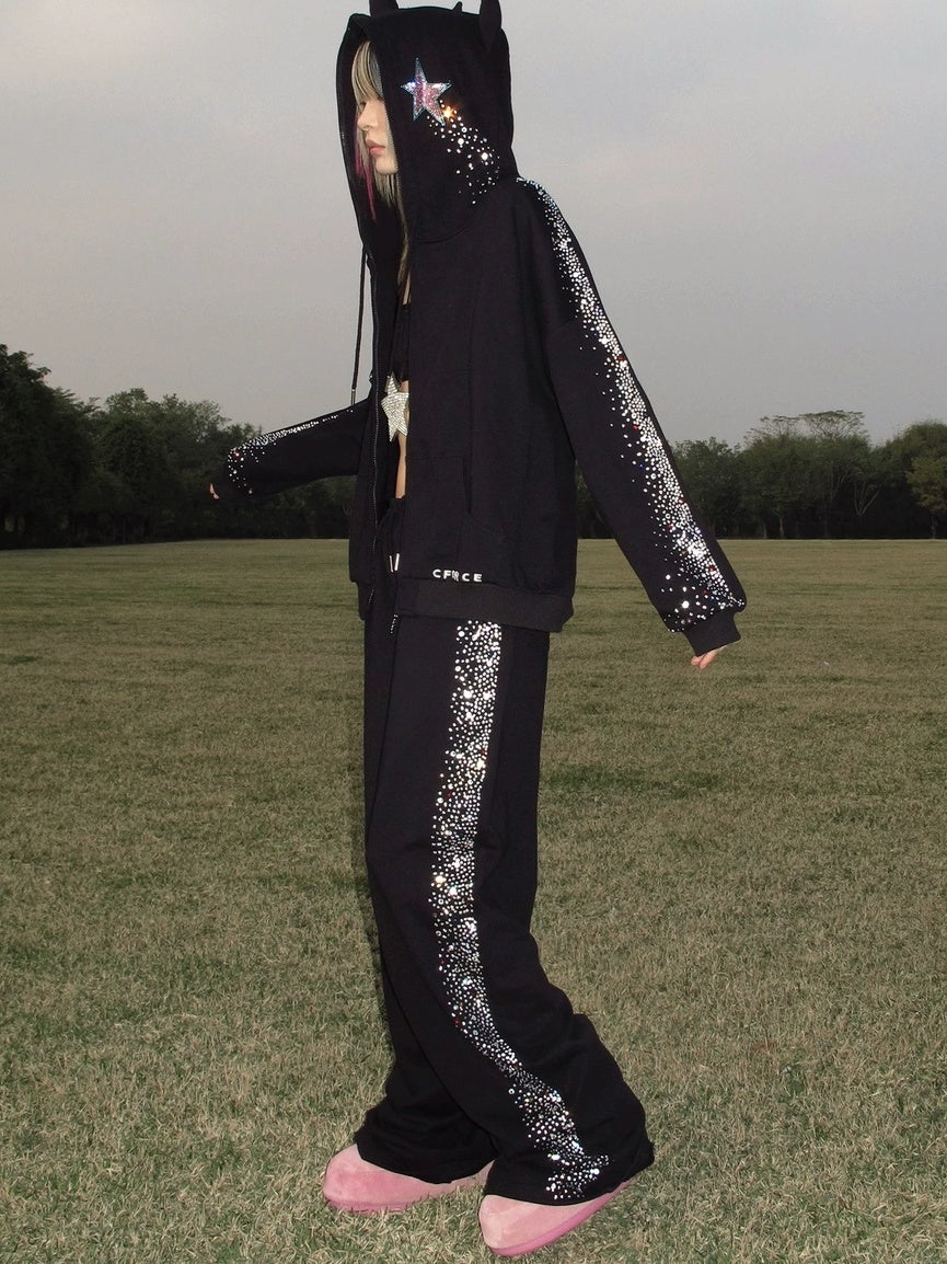 Asymmetrical High Waist Loose Straight Leg 100 Percent Cotton Versatile Pants