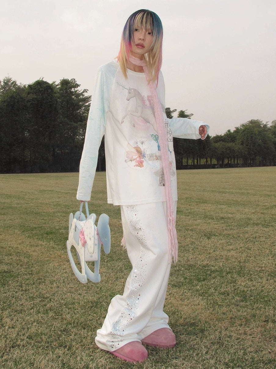 Asymmetrical High Waist Loose Straight Leg 100 Percent Cotton Versatile Pants