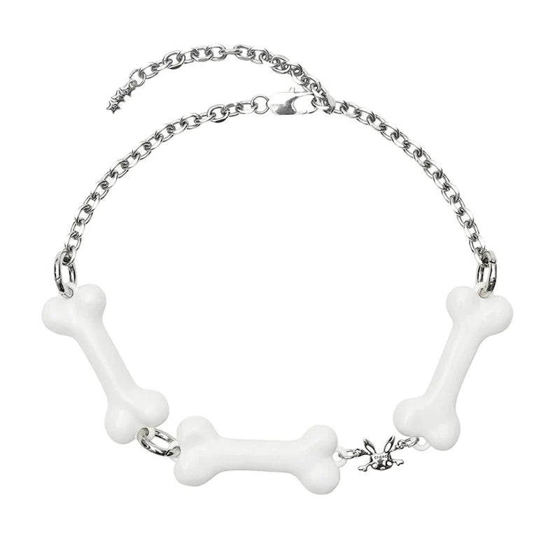 Bone Bead Choker Necklace