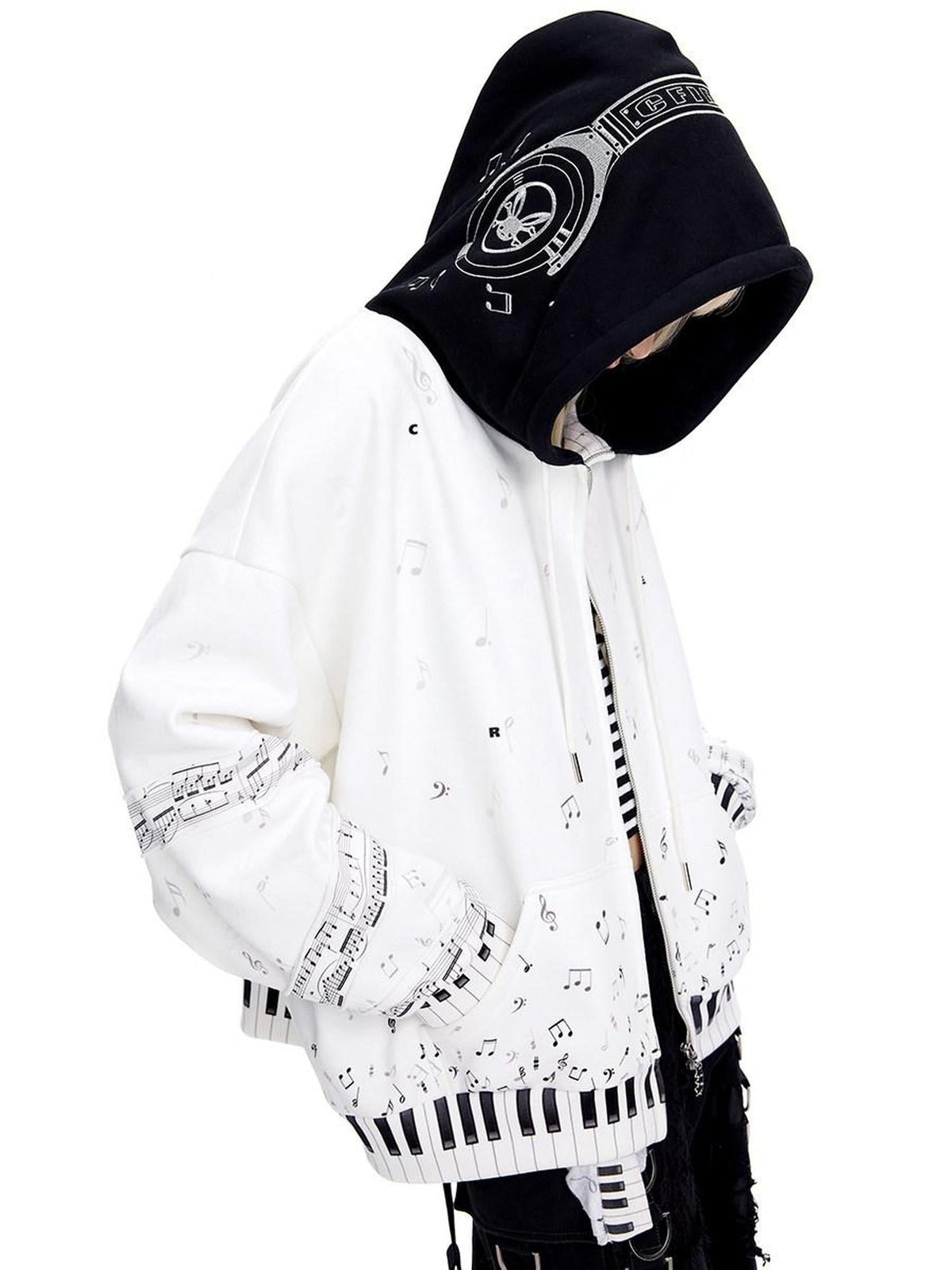 Breathable Cotton Blend Loose Fit Cropped Zip Up Stand Collar Street Hoodies
