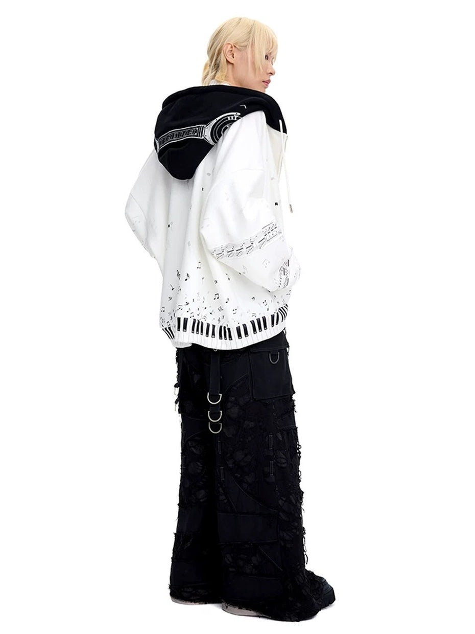 Breathable Cotton Blend Loose Fit Cropped Zip Up Stand Collar Street Hoodies
