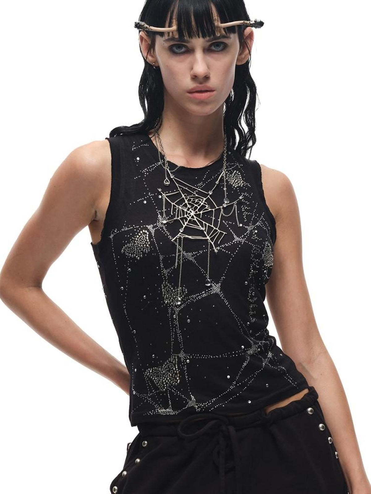 Butterfly Web Crystal Studded Vest