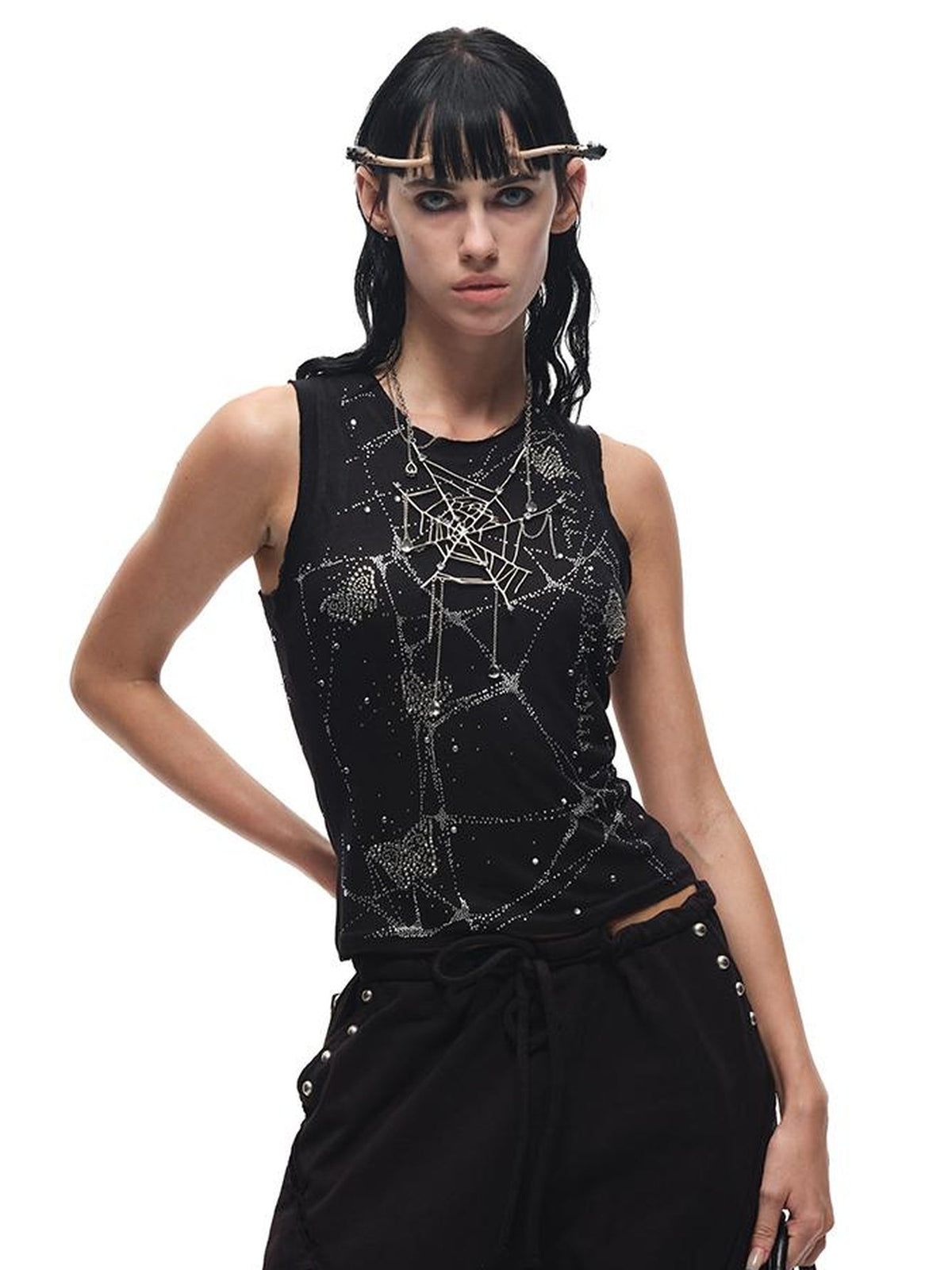 Butterfly Web Crystal Studded Vest