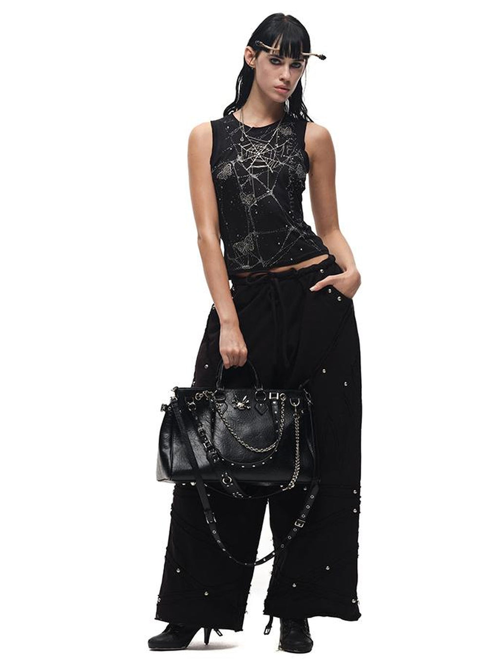 Butterfly Web Crystal Studded Vest