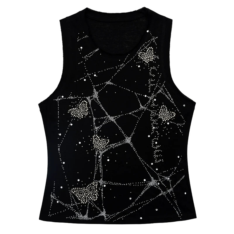 Butterfly Web Crystal Studded Vest